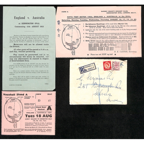 367 - Australia - Tours to England. 1921-2005 Ephemera including 1934 Kennington Oval scorecard (Australia... 