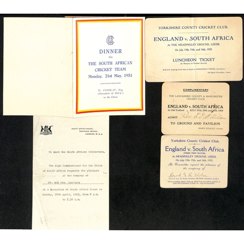 370 - South Africa - Tours to England. 1904-2003 Ephemera including scarce 1904 programme of the Internati... 