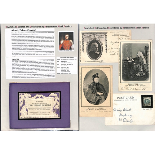 404 - Royalty - Prince Albert/Queen Victoria. 1861 Prince Albert Mourning cards (7), and woven silks (3, o... 