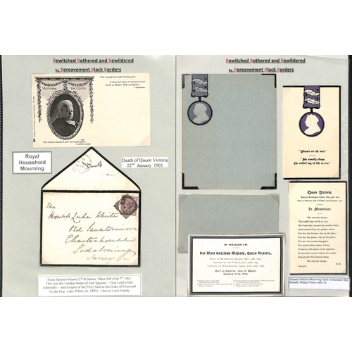 404 - Royalty - Prince Albert/Queen Victoria. 1861 Prince Albert Mourning cards (7), and woven silks (3, o... 