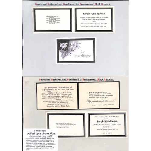 416 - In Memoriam Cards. 1859-1932 Cards for unusual incidents or disasters, or to individuals who died in... 