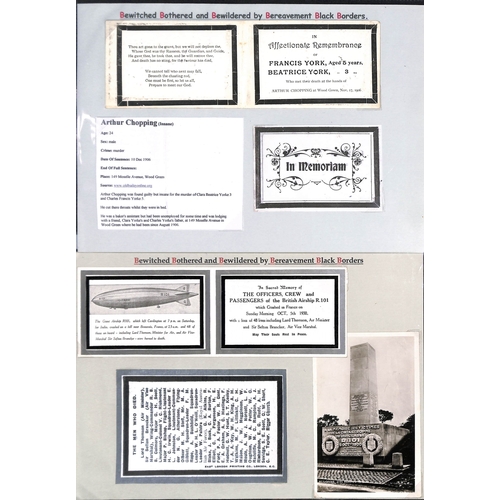 416 - In Memoriam Cards. 1859-1932 Cards for unusual incidents or disasters, or to individuals who died in... 