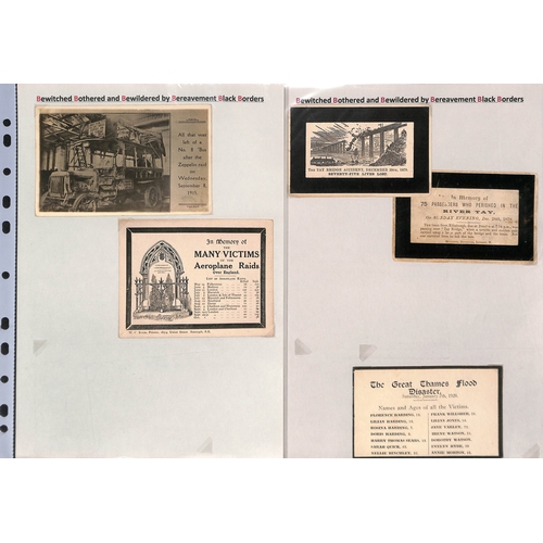 416 - In Memoriam Cards. 1859-1932 Cards for unusual incidents or disasters, or to individuals who died in... 