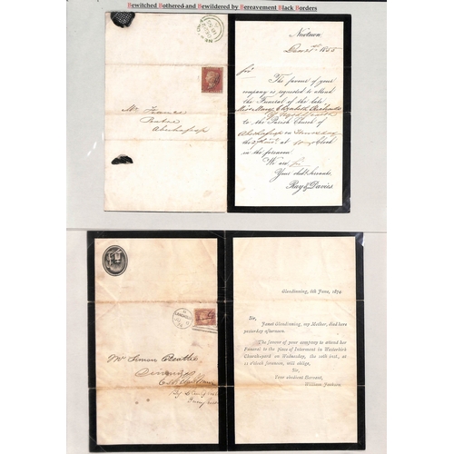 418 - 1855-1930 Lettersheets with printed death notices or funeral invitations, mainly QV, nearly all post... 