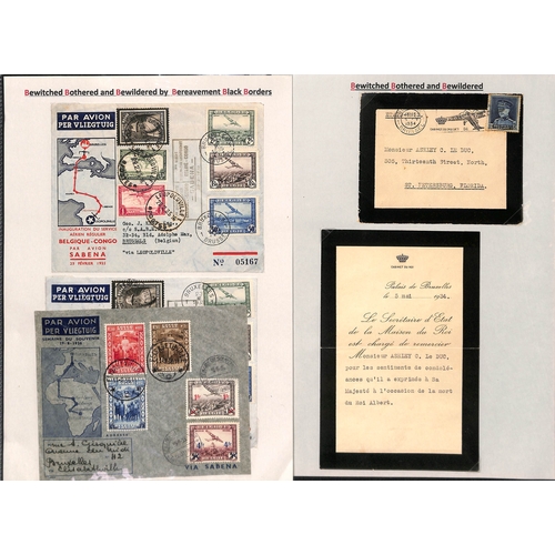 434 - Belgium. 1935-36 Covers and cards bearing Queen Astrid mourning stamps, and related picture postcard... 