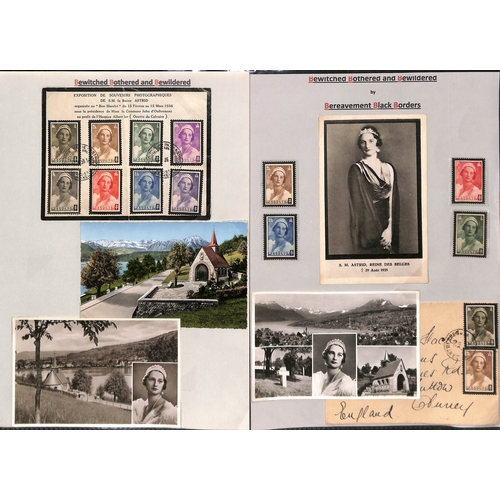 434 - Belgium. 1935-36 Covers and cards bearing Queen Astrid mourning stamps, and related picture postcard... 