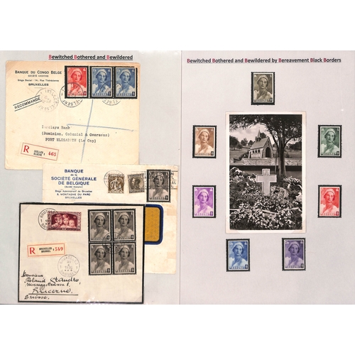 434 - Belgium. 1935-36 Covers and cards bearing Queen Astrid mourning stamps, and related picture postcard... 