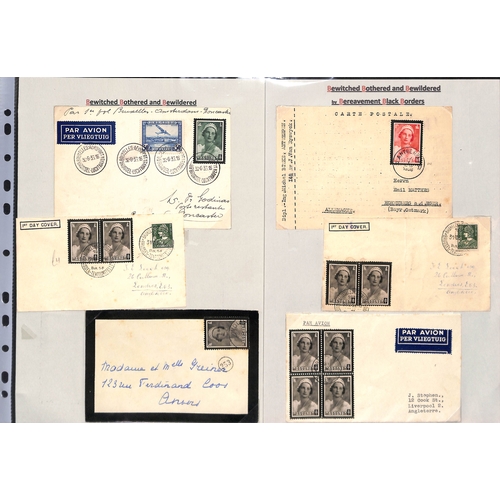 434 - Belgium. 1935-36 Covers and cards bearing Queen Astrid mourning stamps, and related picture postcard... 