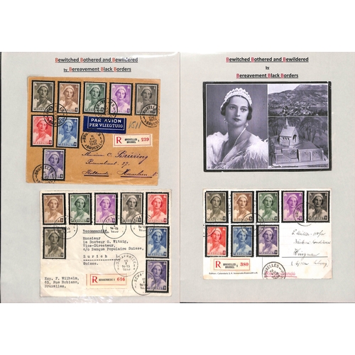 434 - Belgium. 1935-36 Covers and cards bearing Queen Astrid mourning stamps, and related picture postcard... 