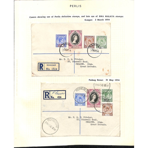 1319 - Cancellations. c.1930-80 Covers (17), pieces or stamps (110) including Kedah 4c, 5c and 8c stamps ca... 