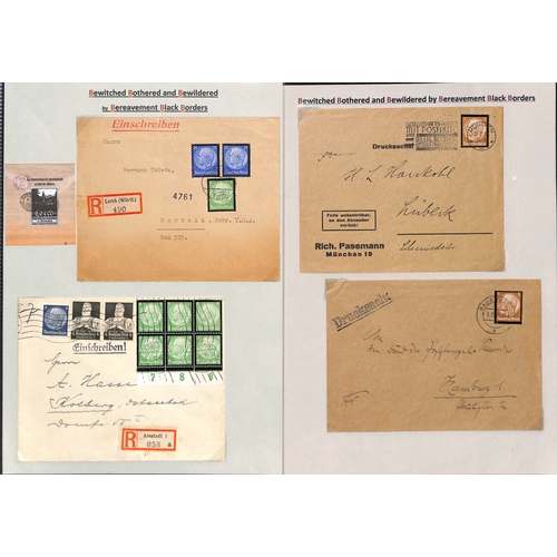 445 - Germany - Hindenburg. 1934 Covers bearing Hindenburg mourning stamps including Catapult flights from... 