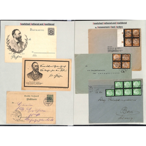 445 - Germany - Hindenburg. 1934 Covers bearing Hindenburg mourning stamps including Catapult flights from... 