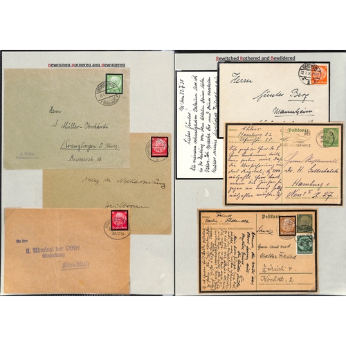 445 - Germany - Hindenburg. 1934 Covers bearing Hindenburg mourning stamps including Catapult flights from... 