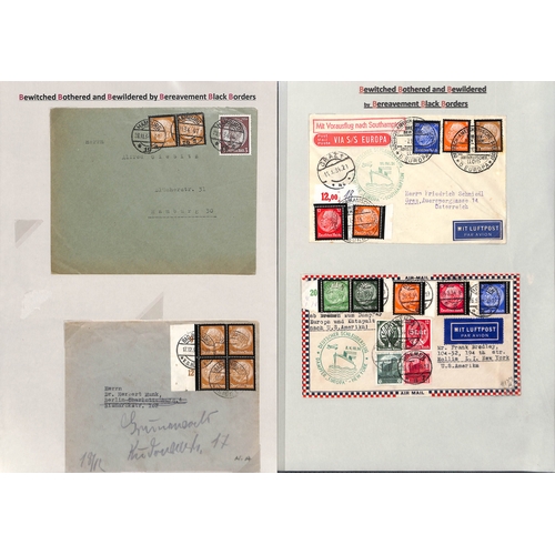 445 - Germany - Hindenburg. 1934 Covers bearing Hindenburg mourning stamps including Catapult flights from... 