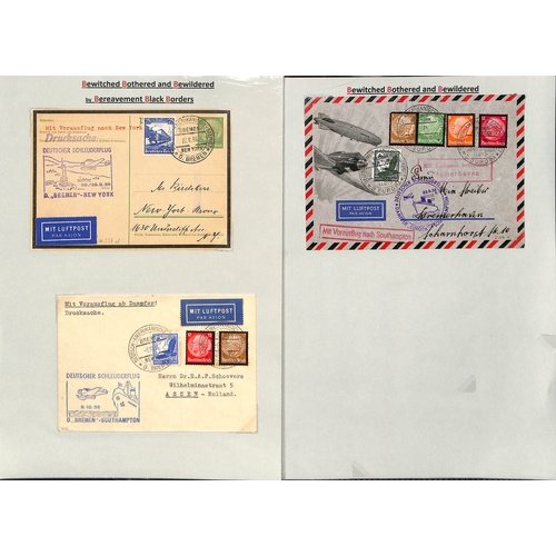 445 - Germany - Hindenburg. 1934 Covers bearing Hindenburg mourning stamps including Catapult flights from... 