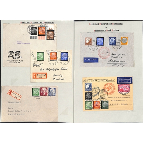 445 - Germany - Hindenburg. 1934 Covers bearing Hindenburg mourning stamps including Catapult flights from... 