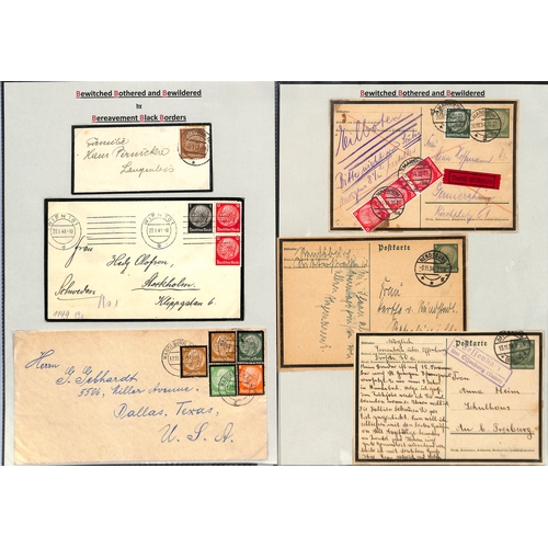 445 - Germany - Hindenburg. 1934 Covers bearing Hindenburg mourning stamps including Catapult flights from... 