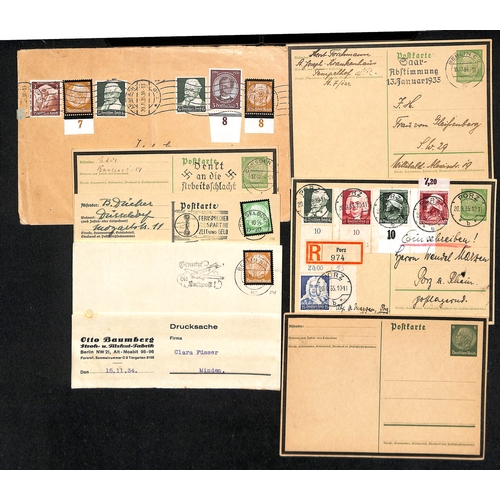 445 - Germany - Hindenburg. 1934 Covers bearing Hindenburg mourning stamps including Catapult flights from... 