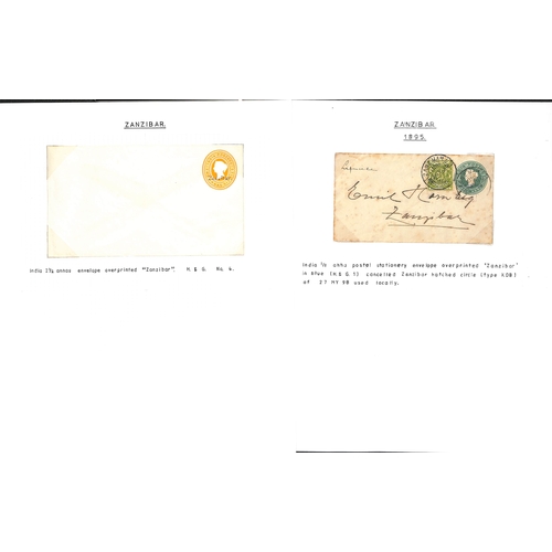 1962 - 1895 Covers and cards comprising ½a envelopes mint (2, blue and black overprints) and used (2, ... 