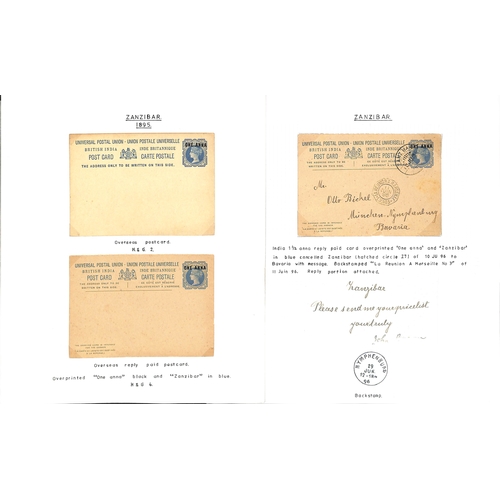 1962 - 1895 Covers and cards comprising ½a envelopes mint (2, blue and black overprints) and used (2, ... 