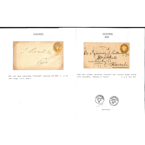 1962 - 1895 Covers and cards comprising ½a envelopes mint (2, blue and black overprints) and used (2, ... 