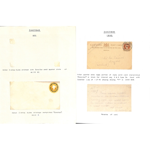 1962 - 1895 Covers and cards comprising ½a envelopes mint (2, blue and black overprints) and used (2, ... 