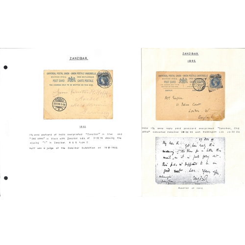 1962 - 1895 Covers and cards comprising ½a envelopes mint (2, blue and black overprints) and used (2, ... 