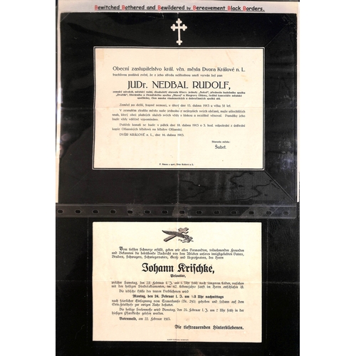 422 - 1876-1975 Lettersheets with printed death notices within black borders, from many countries, mainly ... 