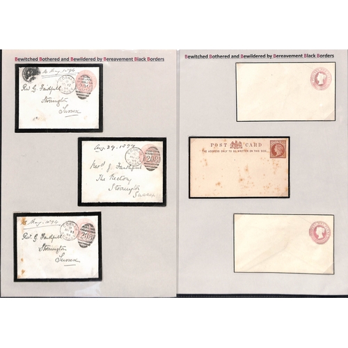 393 - Postal Stationery. 1841-1958 QV-KGVI Stationery envelopes (70) and postcards (3) with printed mourni... 