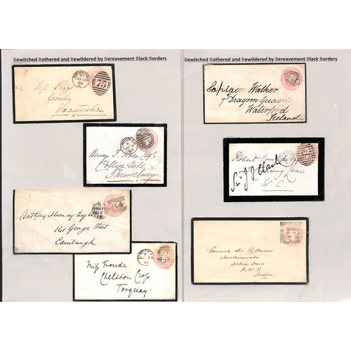 393 - Postal Stationery. 1841-1958 QV-KGVI Stationery envelopes (70) and postcards (3) with printed mourni... 