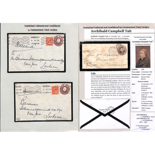 393 - Postal Stationery. 1841-1958 QV-KGVI Stationery envelopes (70) and postcards (3) with printed mourni... 