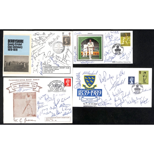 363 - Autographs - County Sides. 1923-2004 Autographs of county sides on paper (16) or commemorative cover... 