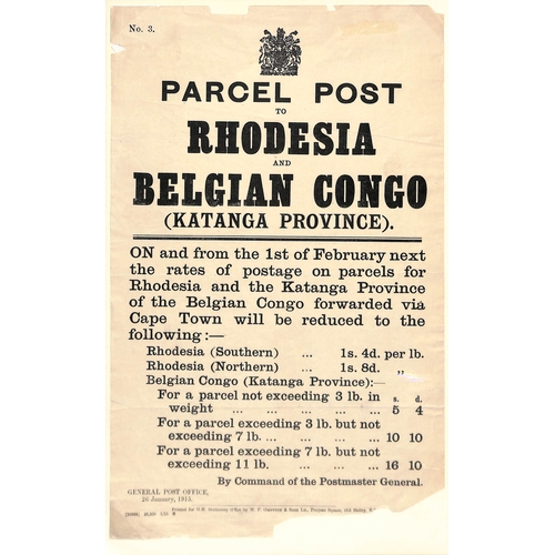 259 - c.1883-1918 Post Office Notices (3) and ephemera with 1891 menu for The Foreign & Colonial Parcel Po... 