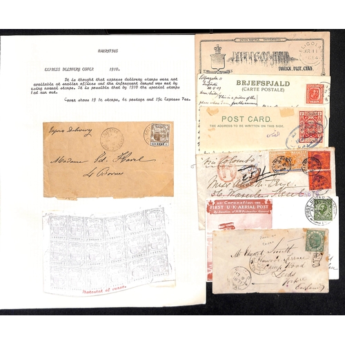 473 - 1856-1924 Covers and cards including 1910 Mauritius cover sent by special delivery bearing nineteen ... 