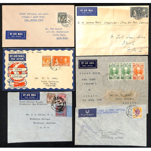 1521 - 1938-41 First flight covers comprising 1938 (Apr. 2) Penang to Alor Star and May 2nd Singapore to Ip... 