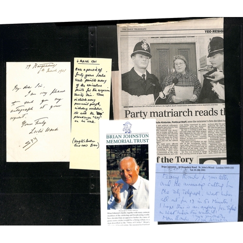 361 - Autographs. 1901-2001 Letters, postcards, menus, commemorative covers and ephemera, all signed by va... 