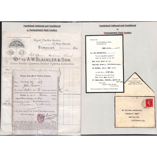 419 - 1824-1951 Letters, invoices, business cards, etc., from undertakers, cemeteries, monumental masons, ... 