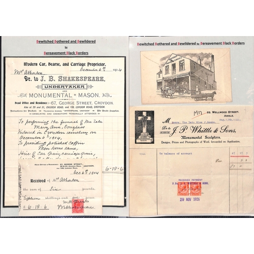 419 - 1824-1951 Letters, invoices, business cards, etc., from undertakers, cemeteries, monumental masons, ... 