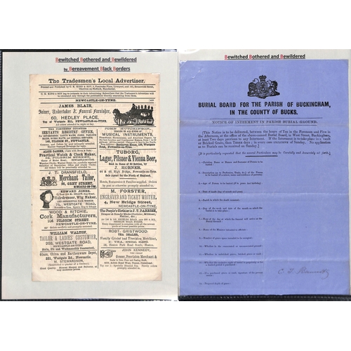 419 - 1824-1951 Letters, invoices, business cards, etc., from undertakers, cemeteries, monumental masons, ... 