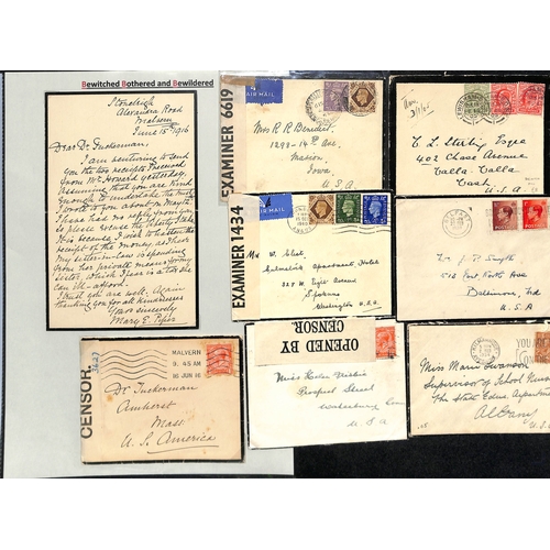 463 - USA/G.B. 1844-1942 Covers and lettersheets from G.B. to USA including stampless covers (8) and other... 