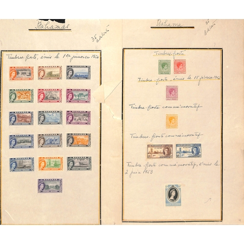 518 - 1917-59 Stamps affixed to seven complete or partial pages from the Goa Post Office U.P.U Specimen co... 