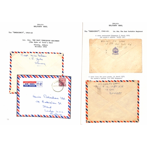 1133 - 1950s 'Malayan Emergency', collection of military mail in a Philatelic Album comprising covers (78),... 