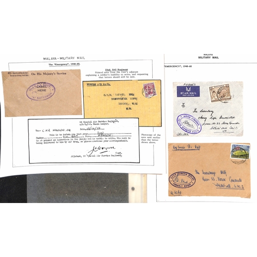 1133 - 1950s 'Malayan Emergency', collection of military mail in a Philatelic Album comprising covers (78),... 