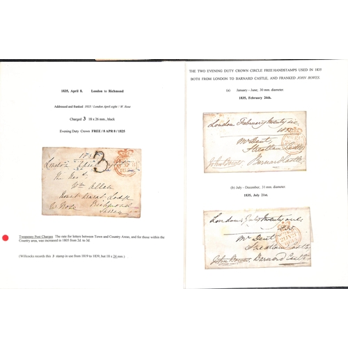 218 - 1805-39 Entire letters or entires (22) and fronts (7) including alterations in the day of posting by... 