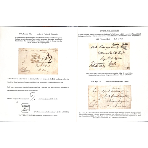 218 - 1805-39 Entire letters or entires (22) and fronts (7) including alterations in the day of posting by... 