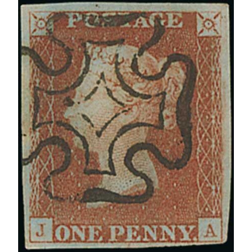 15 - 1840-41 1d Black and 1d red, JA plate 5 matching pair both showing the distinctive letter 