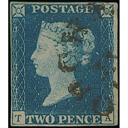 26 - 1840 2d Blue, TA plate 2, used with large part 