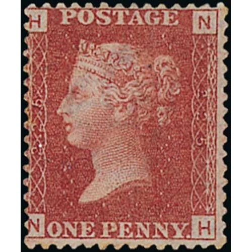 36 - 1864-79 1d Red, plate 225, fine mint, original gum. S.G. £3,000. Photo on Page 6.