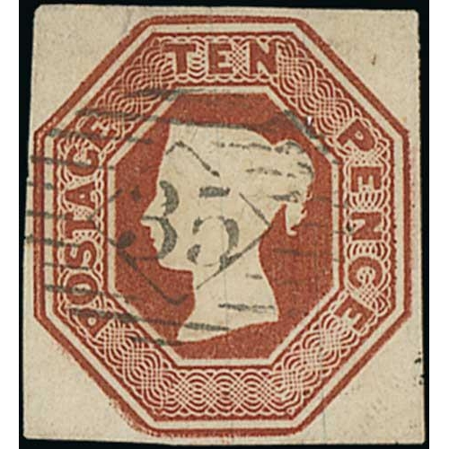 42 - 1847-54 Embossed 6d (3), 10d and 1/- (4, one deep green) used, all cut square, one 6d and one 1/- to... 