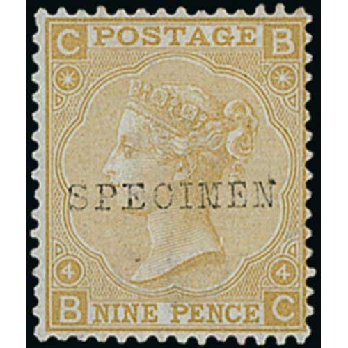 45 - 1864-80 Specimen stamps, the selection including 1864 1d red plate 146, 1867 9d straw, 1876 2½d... 